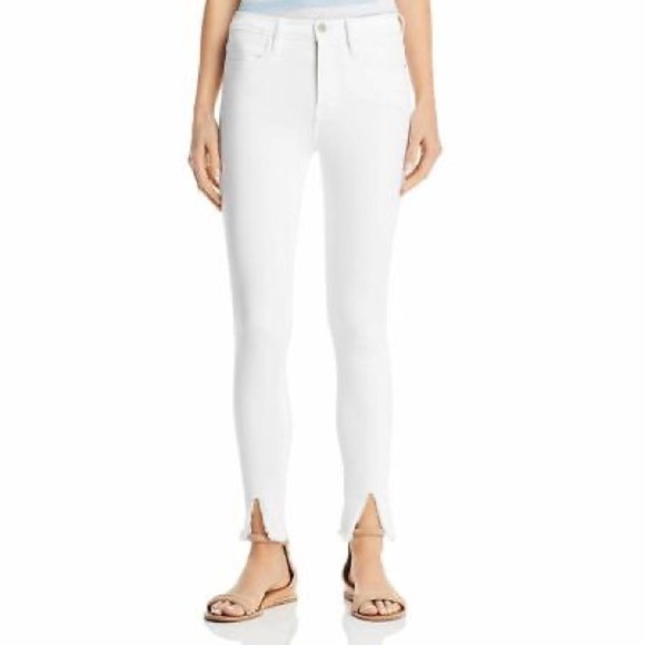 FRAME Le High Skinny white jeans front slit size 26 - Picture 1 of 12